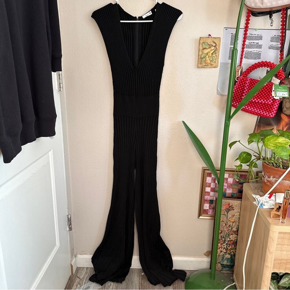 ALC Holden Plunge Neck Ribbed Knit Jumpsuit S